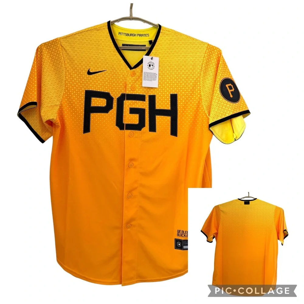 Nike Pittsburgh Pirates City Connect MLB Jersey Large‎ Gold Black T770-01O1 NEW